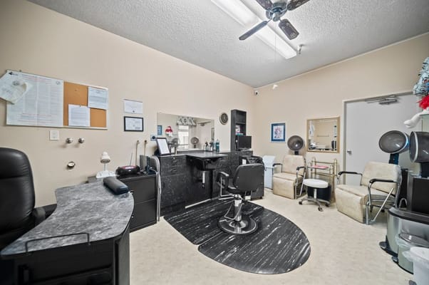 Interior of a hair salon in the facility