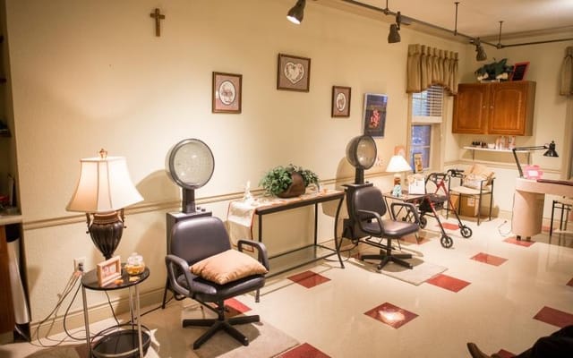 Interior view of a salon area with styling chairs