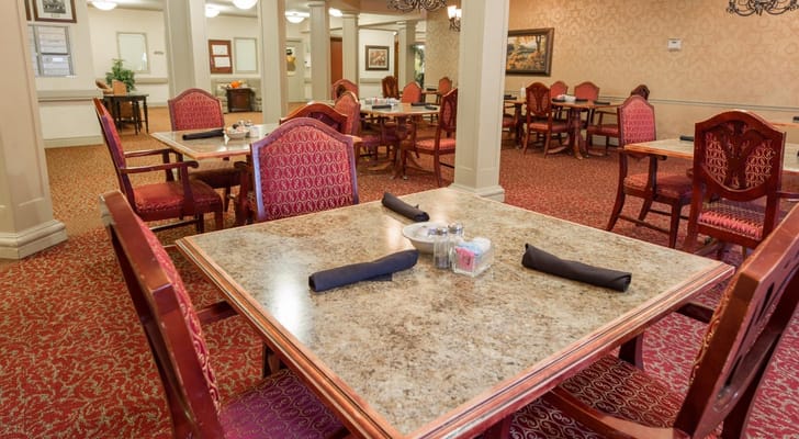 Dining area with elegant table settings