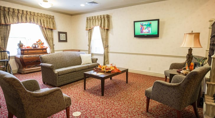 Interior common area with seating and decorations