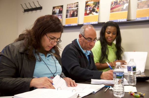 Staff members collaborating in an indoor setting