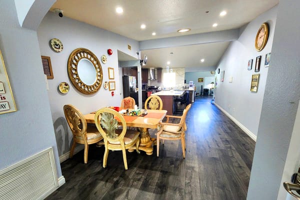 Common area with dining table and decor