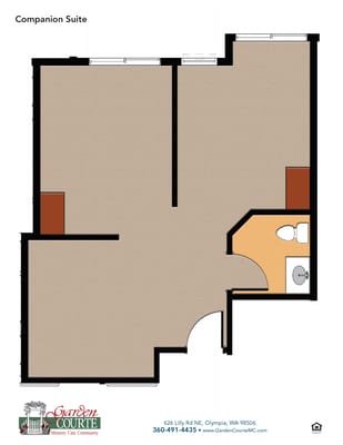 Architectural floor plan for a companion suite