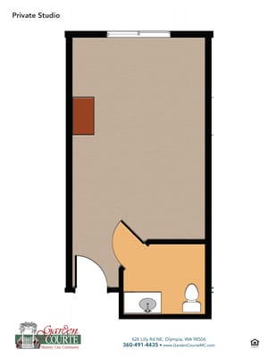 Architectural floor plan of a private studio room