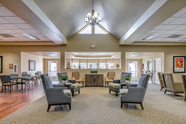 Bright common area with comfortable seating