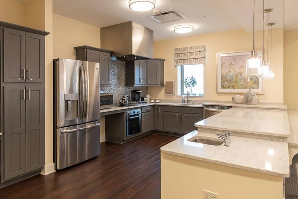 Modern kitchen in a senior living facility
