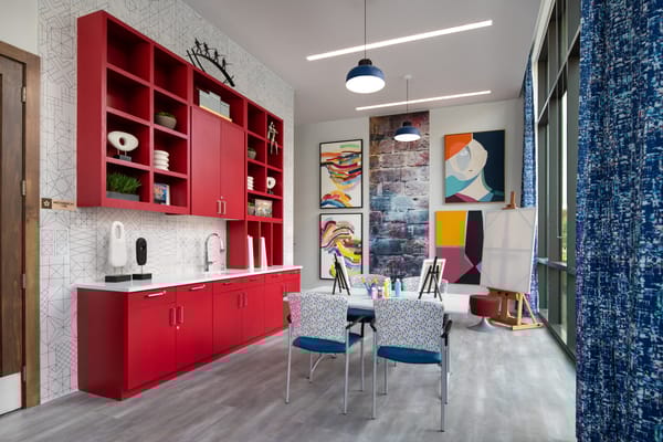 Art activity room with colorful decor