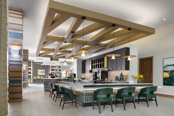 Modern interior of a senior living facility's common area