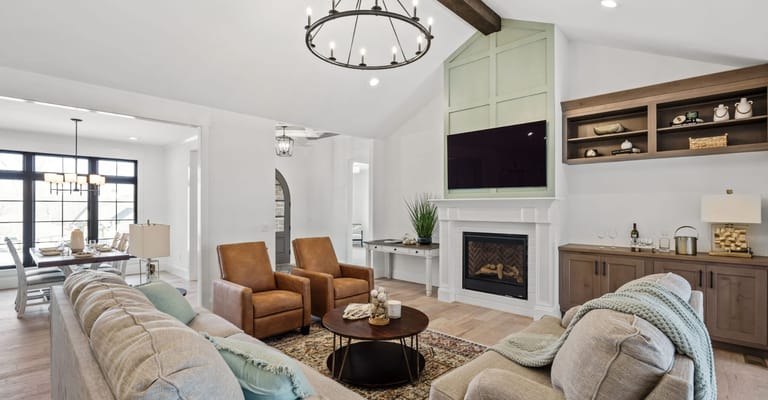 Bright, welcoming common area with seating and decor