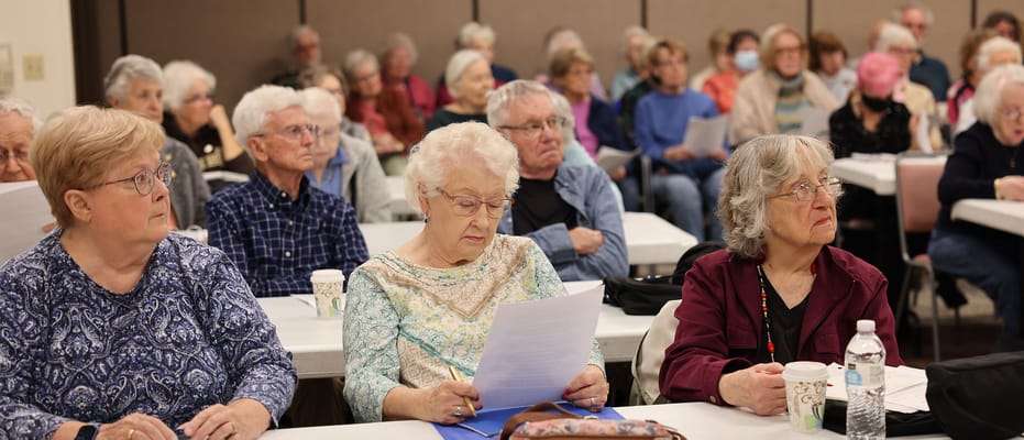 Residents attending an activity in a common area