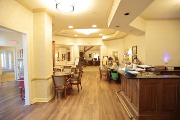 Interior view of a common area with seating and decor