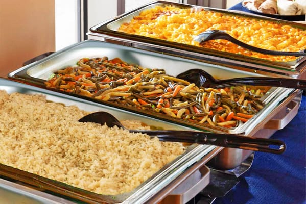 A display of prepared meals in a dining area
