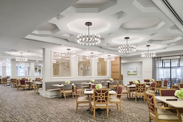 Bright dining room area with modern decor