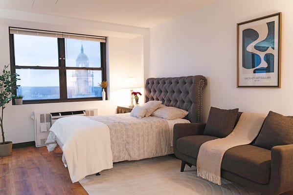 Cozy interior of a resident's room with a view