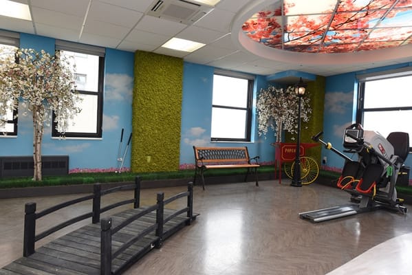 Interior view of a fitness area with exercise equipment