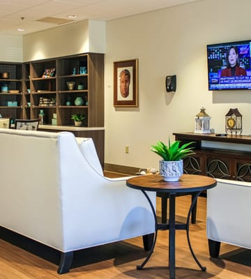 Cozy common area with seating and decor