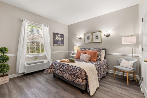 Cozy private resident room with warm decor