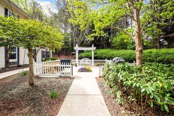 Beautiful outdoor garden area with seating