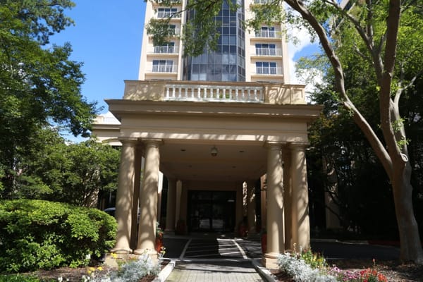 Entrance with columns and windows at Renaissance on Peachtree