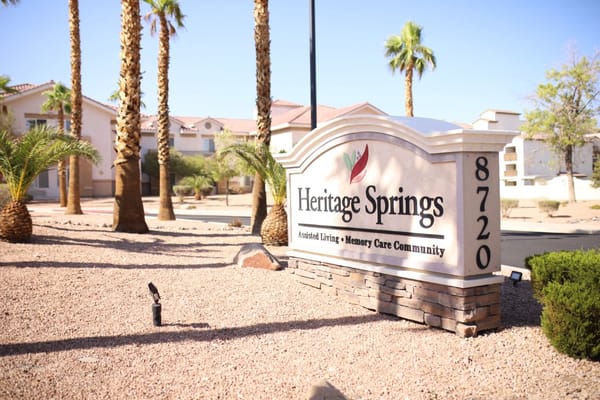 Sign for Heritage Springs Assisted Living and Memory Care Community
