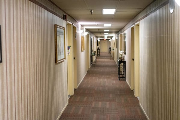 A hallway in a senior living facility