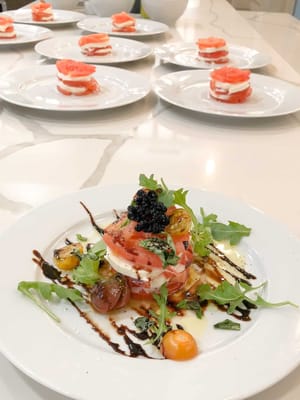 A plated gourmet meal with fresh ingredients