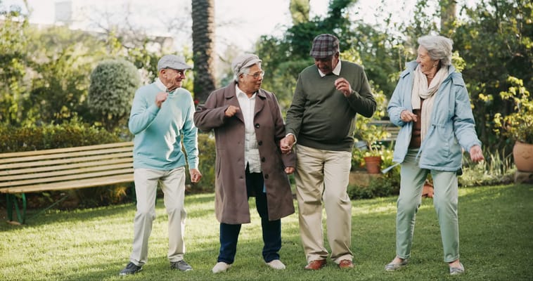 Residents enjoying a dance in a garden