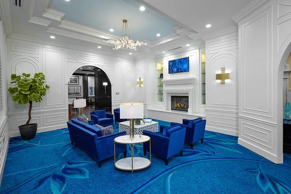 Lobby area with stylish furniture and decor