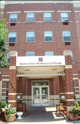 Exterior view of Barton Senior Residences entrance