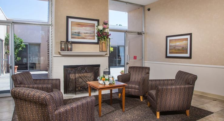 Cozy common area with seating and decorations