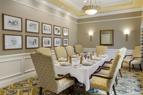 Dining room set for a meal with elegant decor