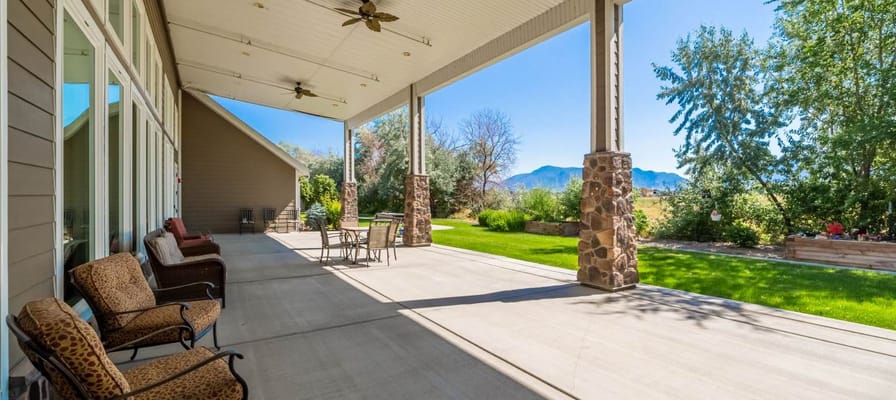 Outdoor seating area with a scenic view
