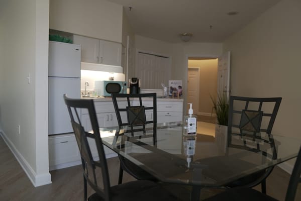 Interior view of a resident's kitchen and dining area