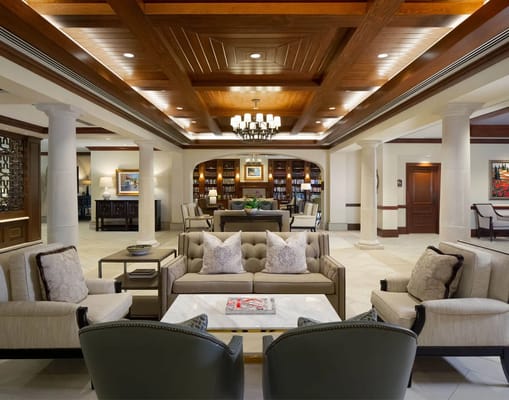 Stylish lobby with comfortable seating and elegant decor