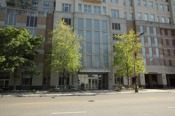 Exterior view of Admiral at the Lake facility entrance
