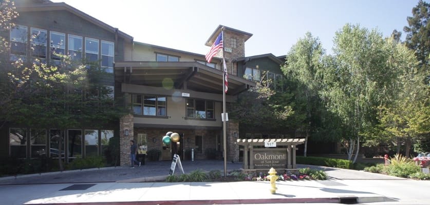 Exterior view of Oakmont of San Jose with signage