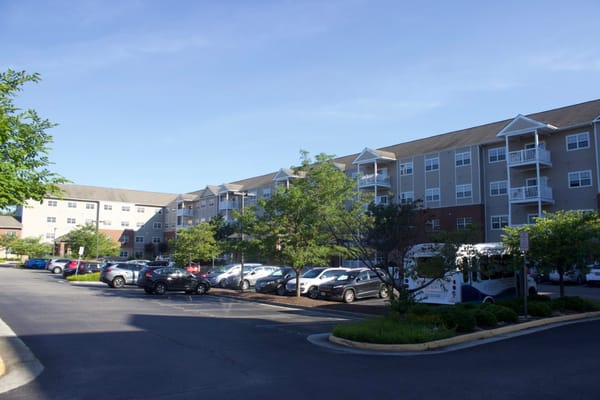 Exterior of The Crossings at Bon Air with parking area