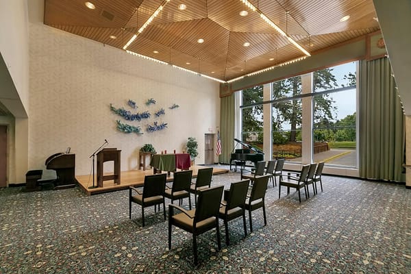 Interior view of a multi-purpose room with seating