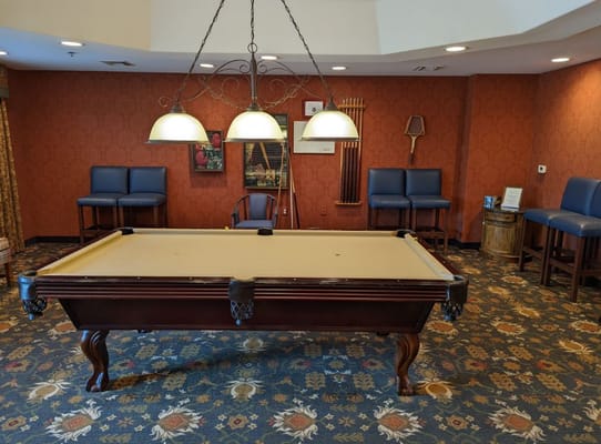 Billiard table in a lounge area