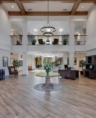 Bright interior lobby with modern decor