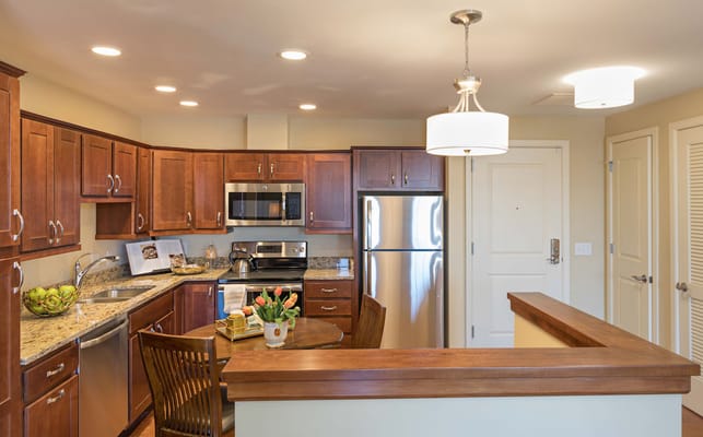Modern kitchen in a senior living unit