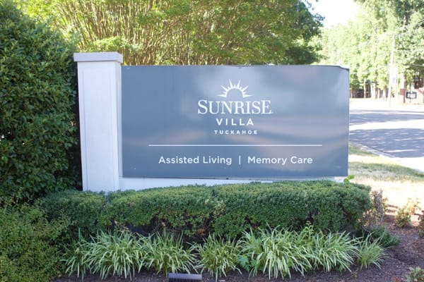 Sign of Sunrise Villa Tuckahoe with branding