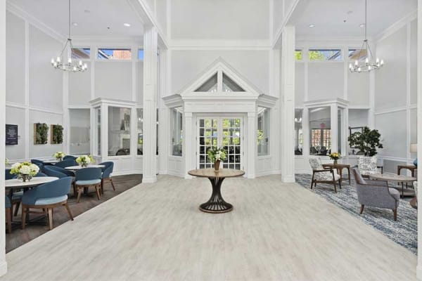 Bright and spacious common area with seating arrangements