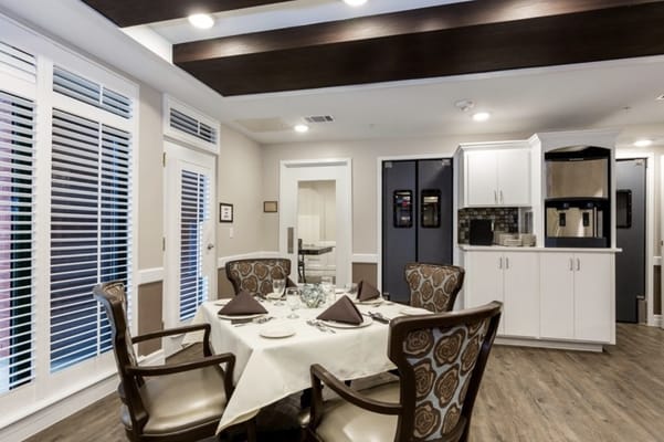 A well-set dining table in a stylish dining room.