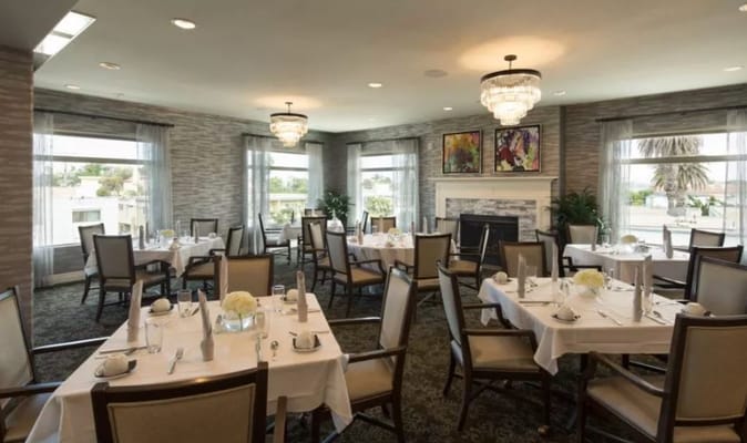 Dining room set for a meal with elegant decor