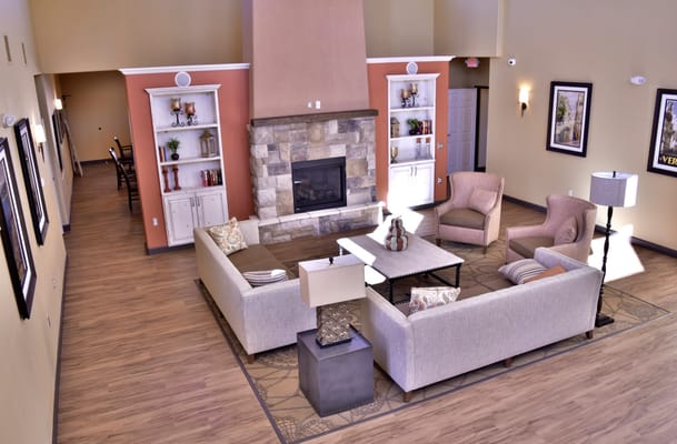 Common area with comfortable seating and decorative elements