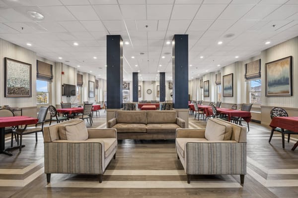 Interior view of the dining area with seating