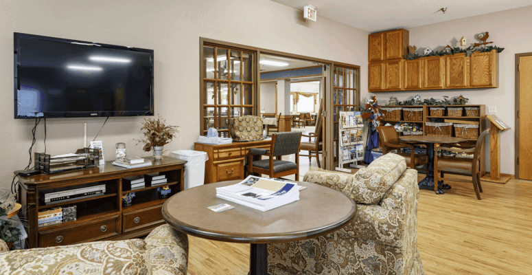 Cozy common area with seating and decor