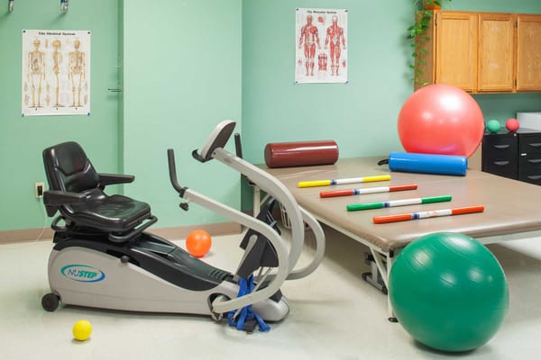 Exercise equipment in a therapy room