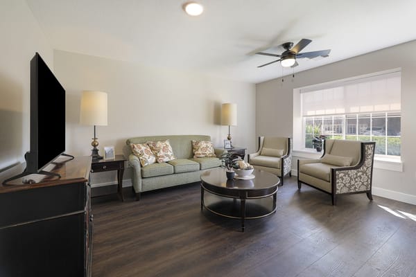 Bright living room area with comfortable seating